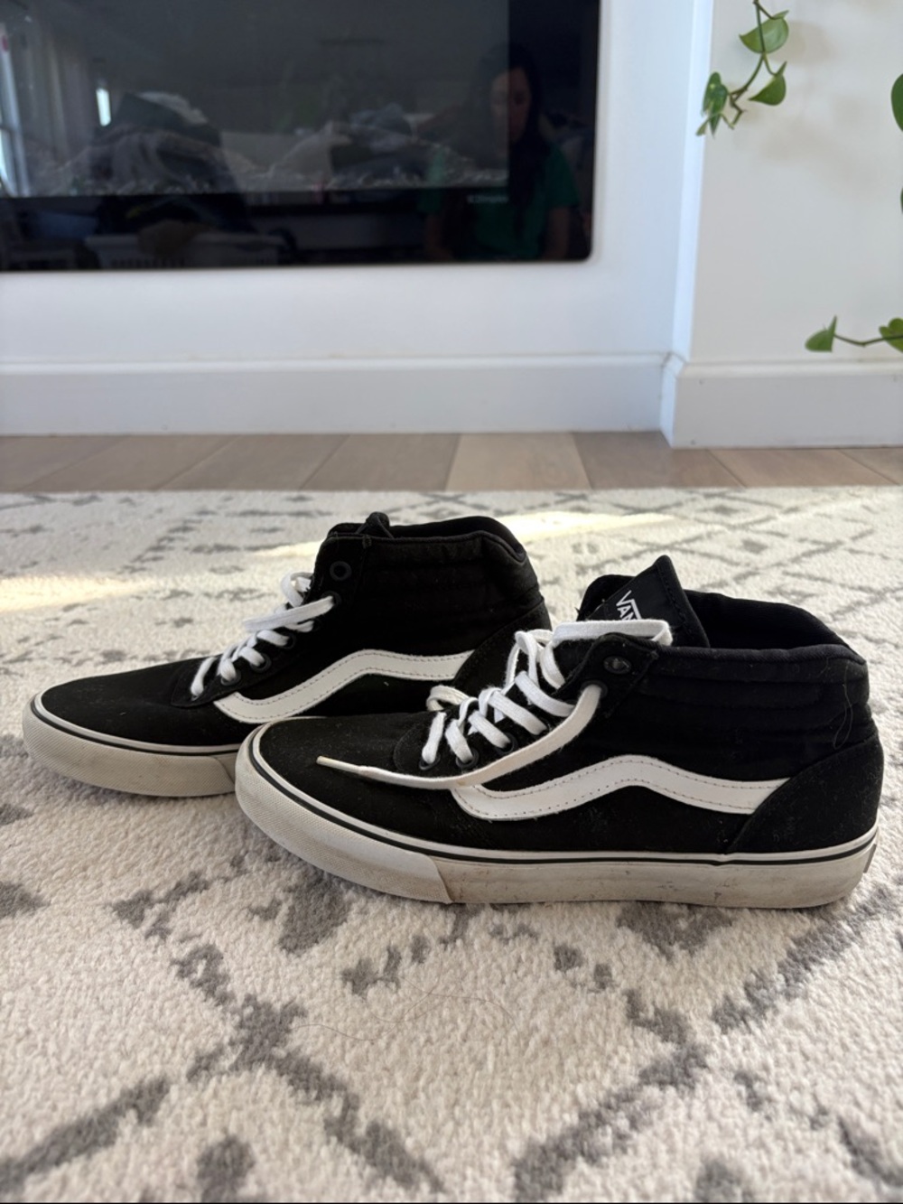 Vans Black & White Mid-Top Canvas Sneakers